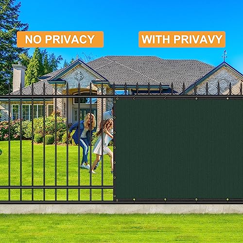 Patiobay 6X50FT Privacy Screen Fence, Heavy Duty Fencing Shade Cover, 170GSM 90% Blockage Mesh Shade Net for Wall Garden Yard Backyard (6 ft X 50 ft, Dark Green) - Thumbnail 5