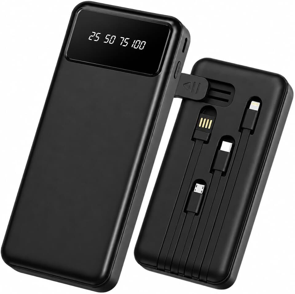 Carregador Portátil (Power Bank) 10.000mAh 22.5W Turbo Com Visor LED, Carregador Super Rápido Com Saídas Lightning iOS, USB-C e Micro USB, Compatível com iPhone IOS, Android, Fones e Tablets