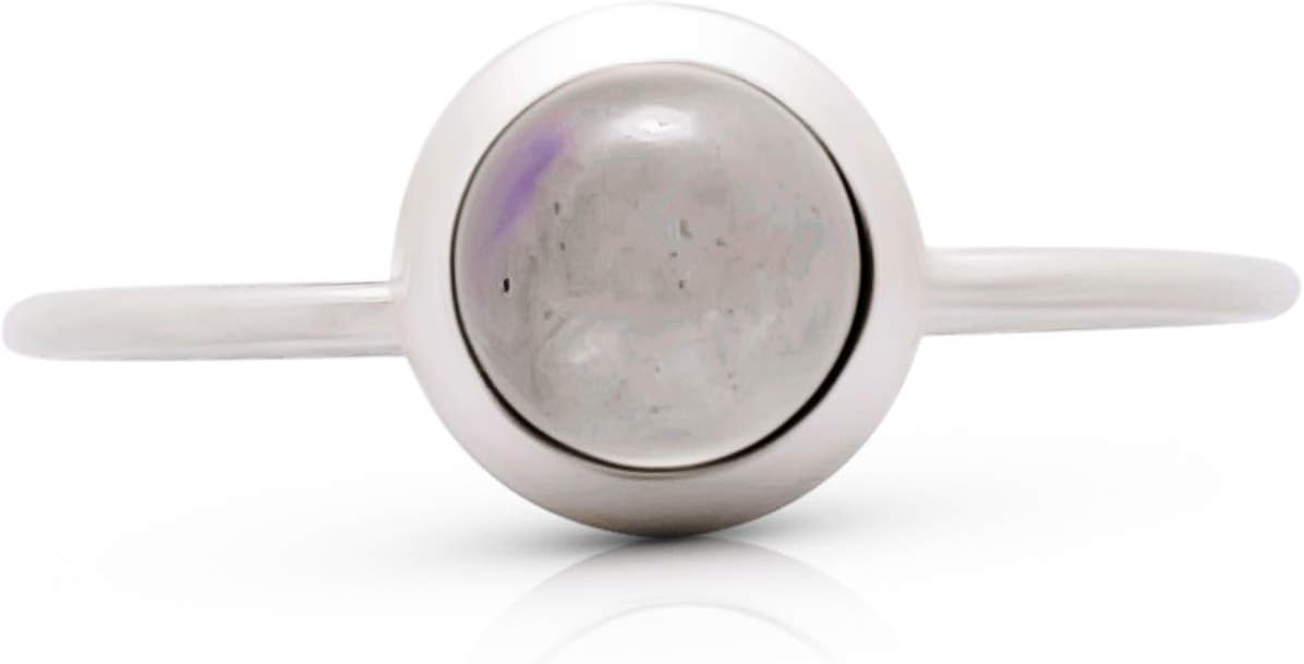 Round Moonstone Delicate Ring 925 Sterling Silver Gipsy Ethnic Vintage Boho Chic Jewelry (7)