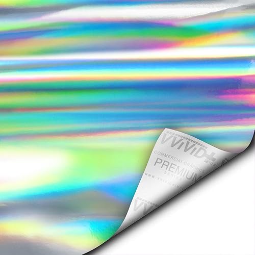 Miniatura 6 de VViViD Rollo de vinilo holográfico cromado negro con acabado de arco iris, 1.5 pies x 5 pies, película adhesiva de liberación de aire para bricolaje