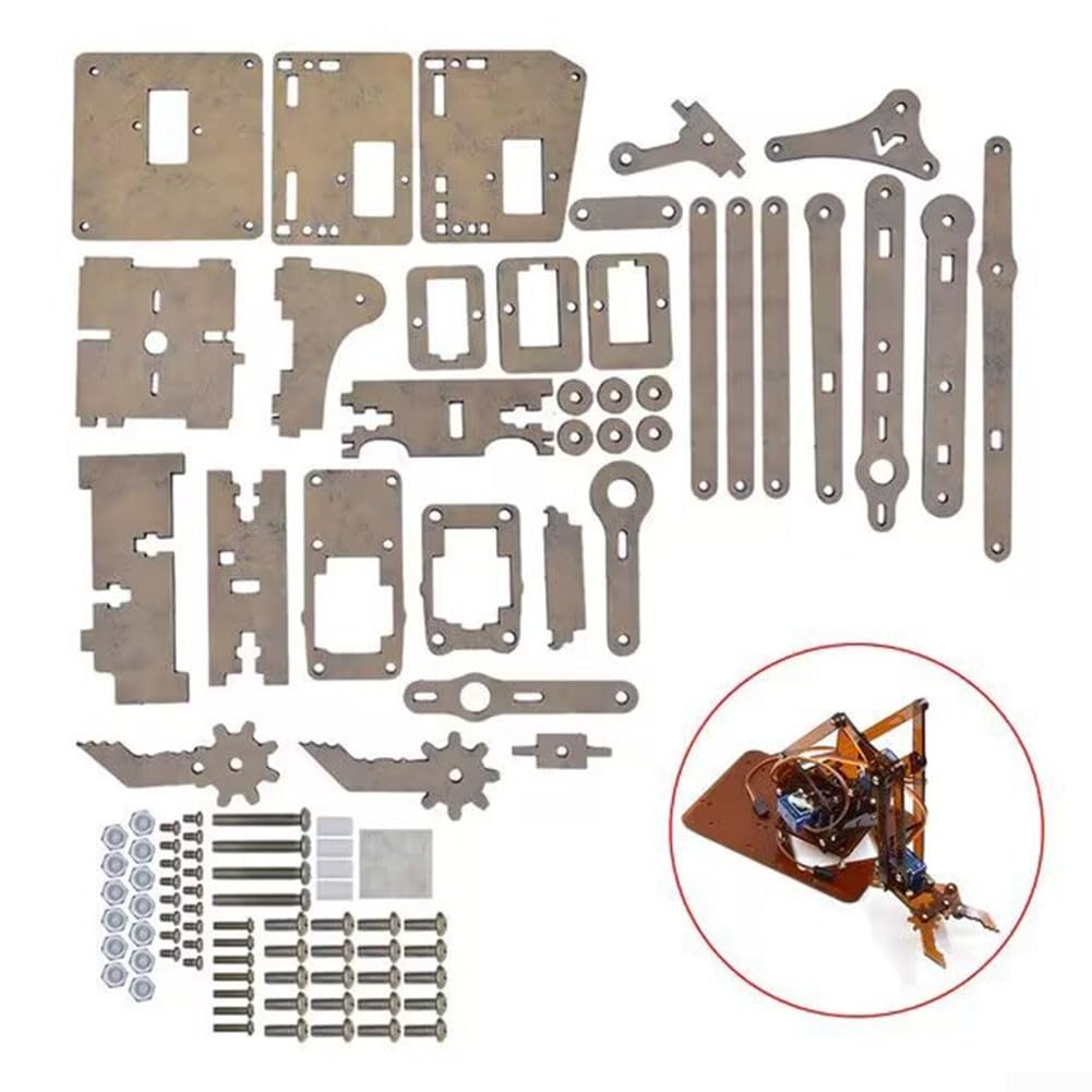 Kit braccio robotico acrilico 4DOF fai da te elettronica con artiglio per apprendimento a vapore e progetti creativi per ragazzi dai 14 anni in su per ARDUINO (Orange pro)