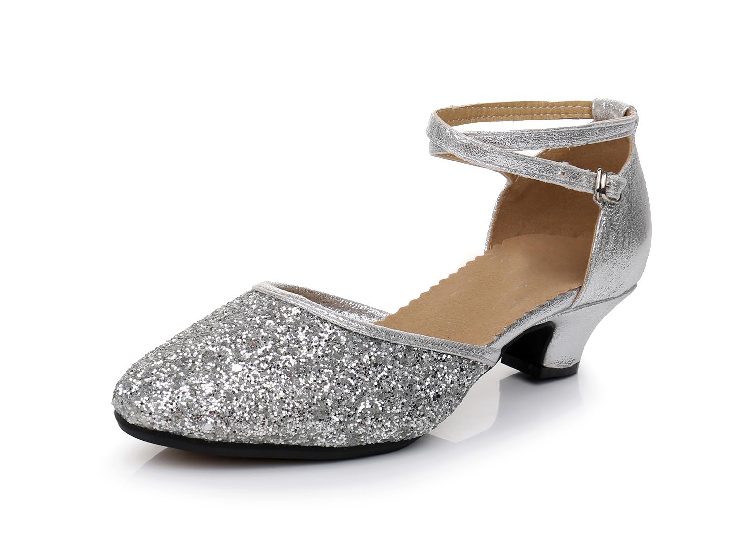 NiGHT LiONS TECH Women's Dance Shoes,Latin Dance Shoes,Glitter Ballroom Shoes Wedding Party Pumps (Silvery, Adult, Women, 8.5, Numeric, US Footwear Size System, Wide)