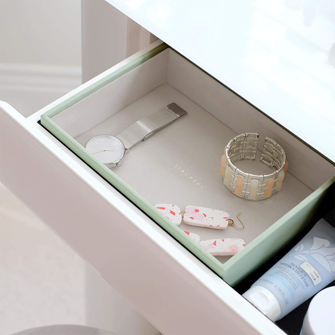 Stackers Sage Green Classic Medium Jewellery Box Chunky Jewellery Layer - Image 4