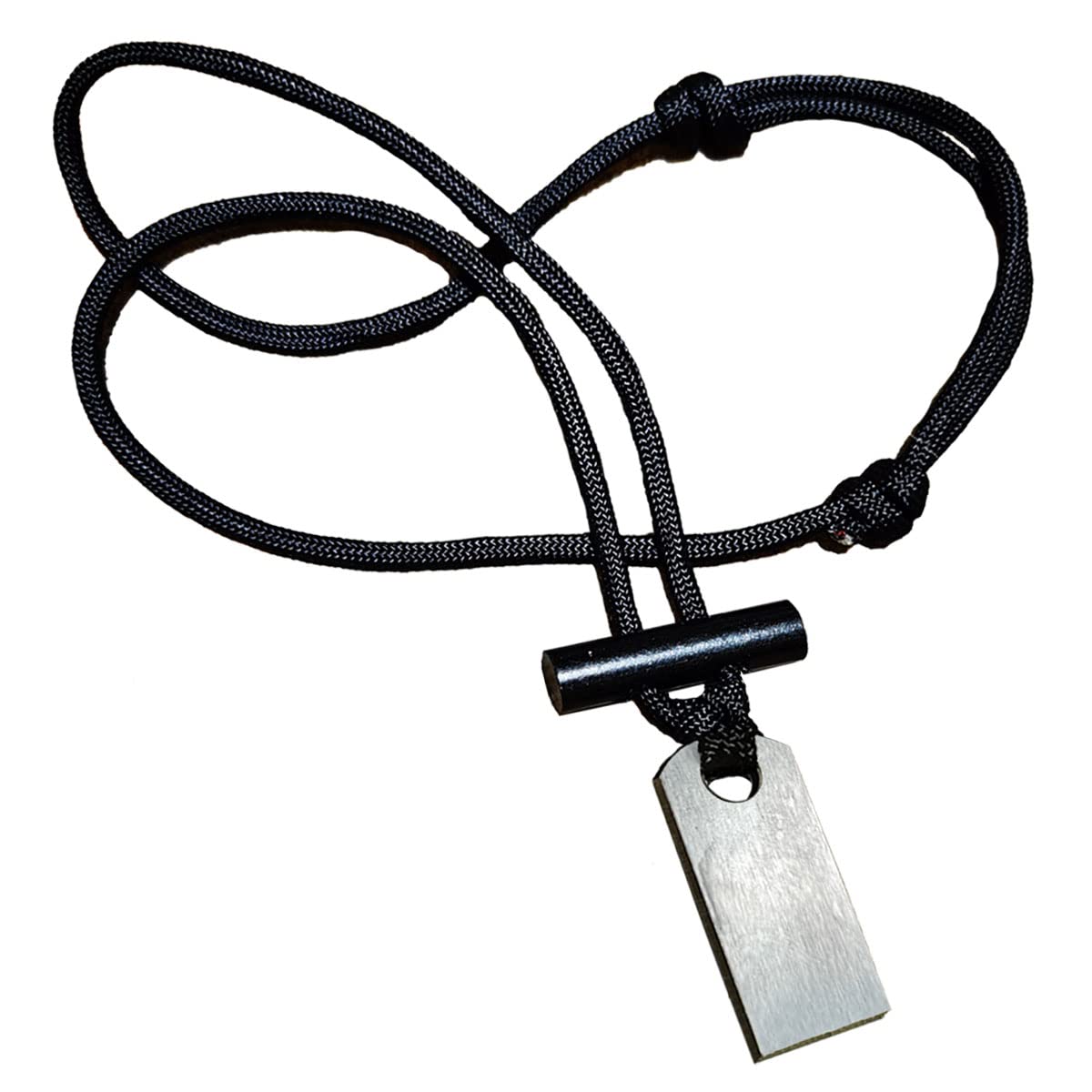BSGB Fire Starter Necklace Ferro Rod Flint Rectangle Cemented Carbide Steel Necklace Compact Fire Steel Striker for Outdoor Survival(Paracord Lanyard)
