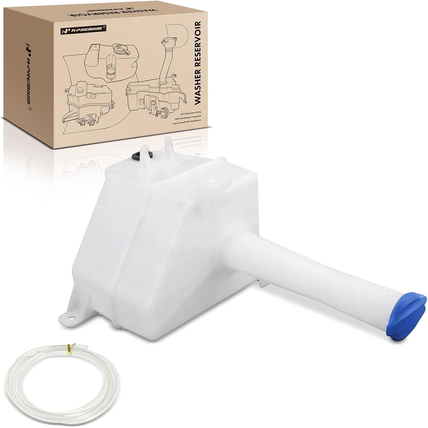 A-Premium Windshield Washer Reservoir Compatible with Select Hyundai & Kia Models - Sonata 1999-2005, XG300 2001, XG350 2002-2005, Optima 2001-2006, with (Cap/Washer Pump/Hose/Filler Neck/Bracket)