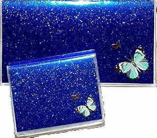 2 Year 2026 2027 Pocket Calendar Planner & Matching Debit Card Holder Set (Dark Blue Butterfly)