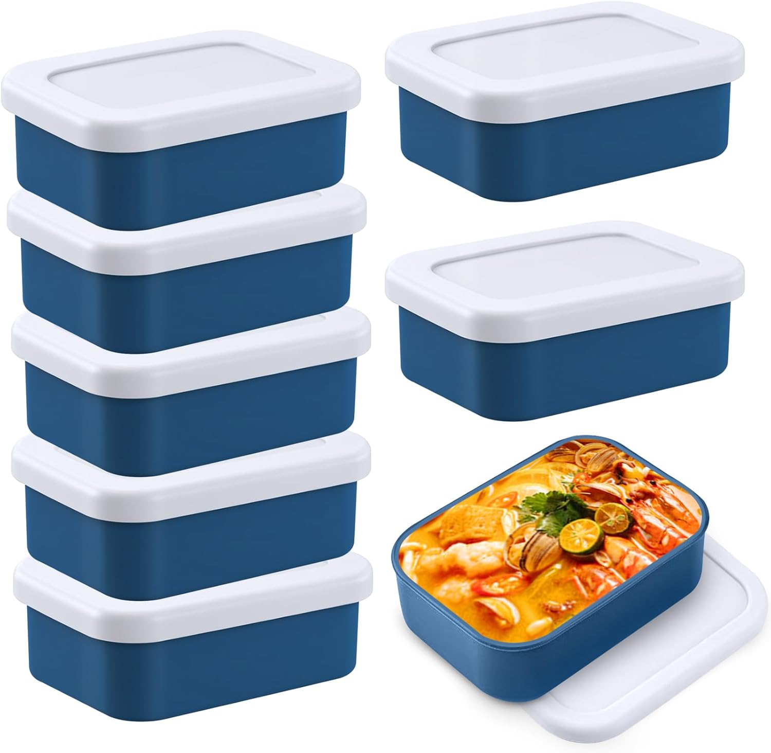 8 PCS 1 Cup Silicone Freezer Molds with Lid, 500ML/17OZ Silicone Soup Freezer Molds Meal Prep Containers Reusable Food Preserving Tray Ice Trays for Soups Sauces Stews (blue, Small)