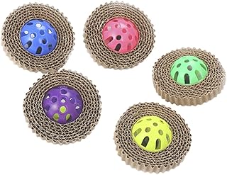 Balacoo 5pcs Cat Bell Ball Toy Cat Scratching Pad Cat Scratching Board Cat Scratch Bed Corrugated Cat Scratcher Cat Scratcher Lounge Stress Reliever Corrugated Paper Cat Scratching Bed