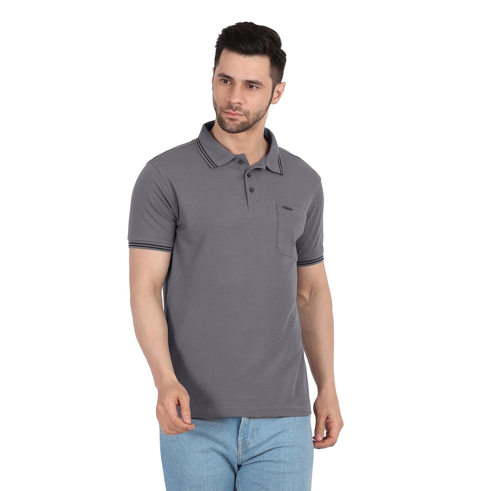 sirtex eazy Men's Solid Rich Cotton Blend Pocket Polo T-Shirt-picture-18