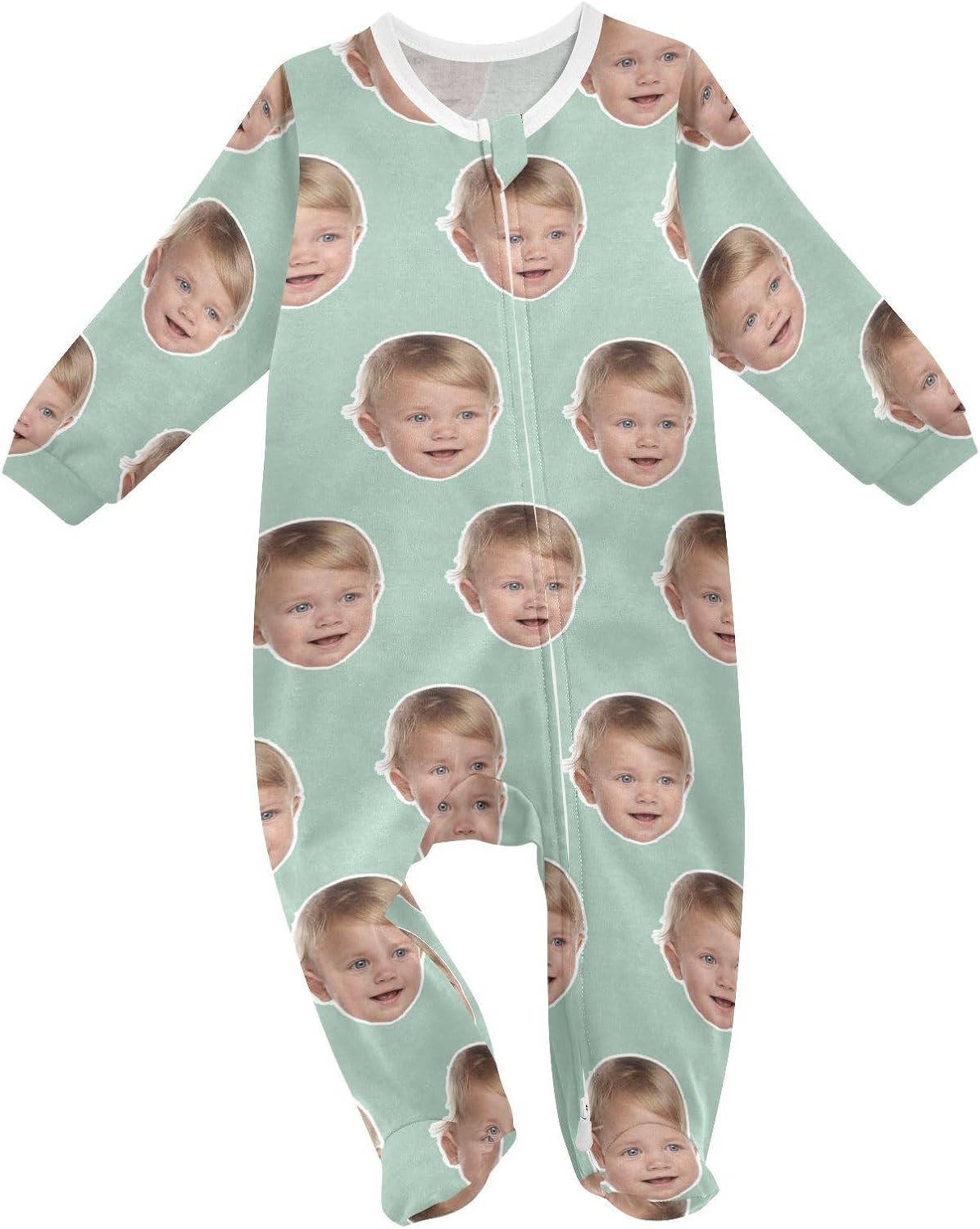 MCHIVER Custom Baby One-Piece Footies Newborn Pajamas Personalized with Photo Jumpsuits Pjs' 3-24M
