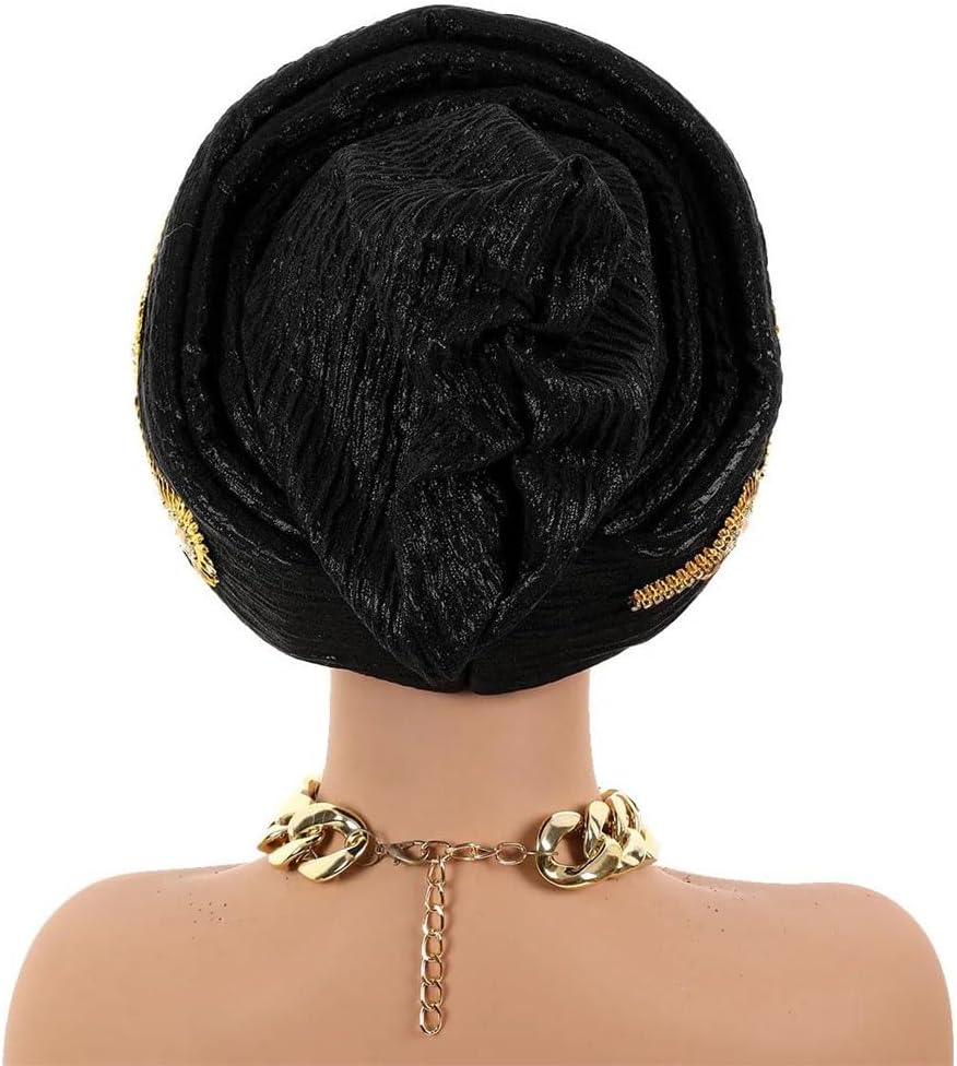 Womens Muslim Hijab Bonnet Head Wrap Headscarf Turban Cap African Nigeria Wedding Hat