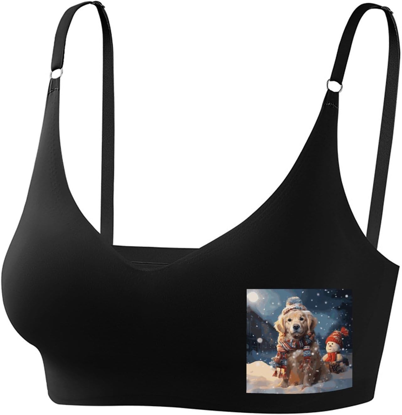 Merry Christmas Cute Dog Snowman Bras Seamless Comfortable Lightly Bras Adjustable Elasticity Straps Bralettes for Women Mom