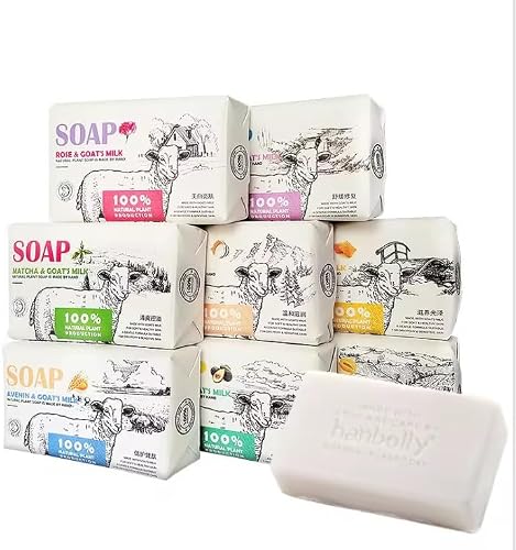 Goat Milk Soap Bar, Adapt Dry Sensitive Skin, Natural, Handmade Soap For Men, Women, Kids, Face & Body, Goat's Milk (Pomegranate)