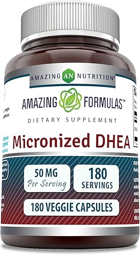 Amazing Formulas - Cápsulas vegetarianas micronizadas DHEA (sin OMG, sin gluten) - Cápsulas de vitamina de deshidroepiandrosterona para hombres y disponible en Yaxa Colombia
