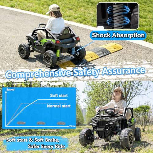 Image of NEWQIDA 24V Ride on Toys for Kids 3-6, Licensed Kawasaki KRX UTV, Black