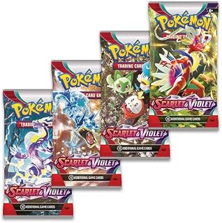 Pokemon TCG Scarlet & Violet Booster Packs x4 | Each Pack Contains 10 Pokémon Cards | One of Each Artwork + TitanCards Toploader