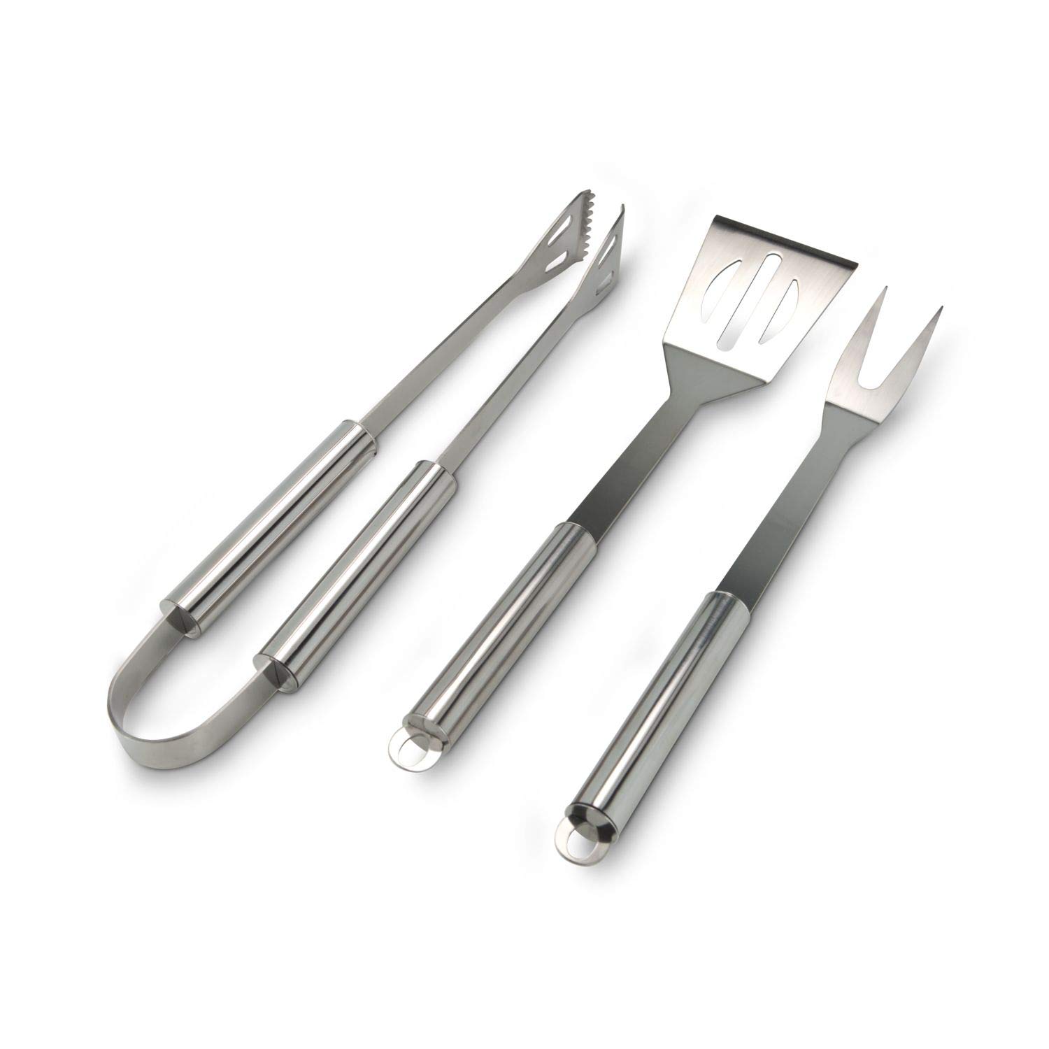 Geschenkset Das Grillset: 7-teilig; 3-teiliges ROMINOX Edelstahl Grillbesteck in hochwertigem Koffer + Chili-Grillöl (0,2 L) + 75 g Wajos BBQ Rub Grillgewürz + Geschenkbox