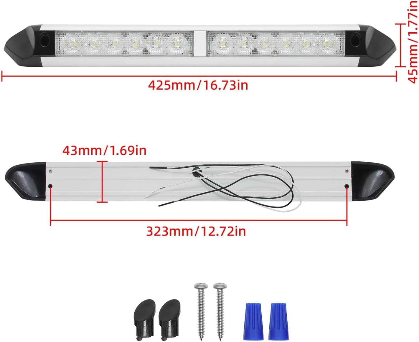 RV Camper LED Awning Light 12LED Outdoor Camping Light Bar Caravan Exterior Lamps Compatible For Motorhome Van Travel Trailer