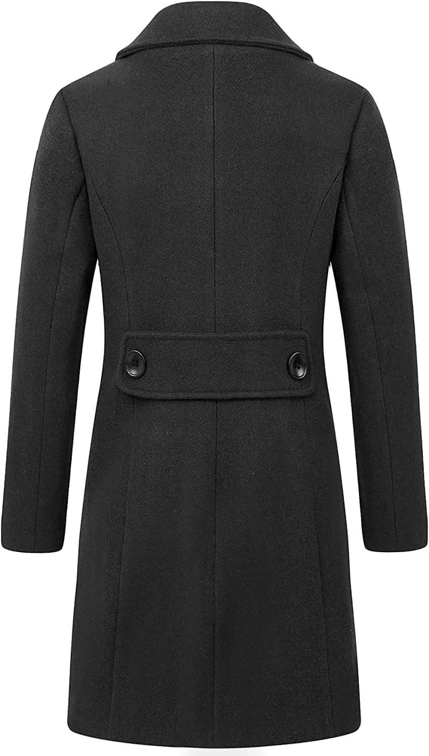 ebossy Women's Elegant Wool Blend Pea Coat Notched Lapel Double Breasted Winter Warm Mid Long Overcoat