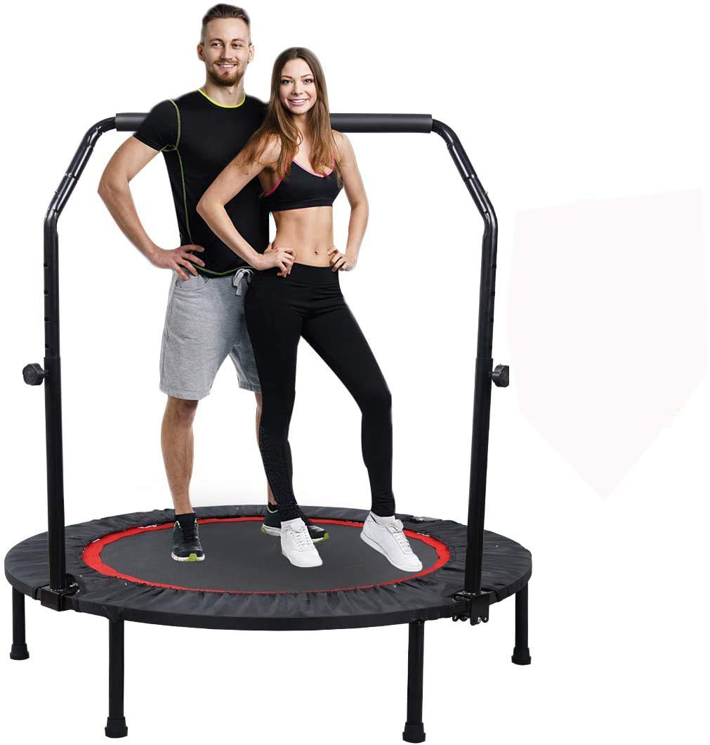 COOLBABYAdult Trampoline Mini Fitness Home Exercise Indoor Trampoline Adult Gym Motion Foldable Trampoline Exercise to Lose Weight Jump Bed 40 inc include handle