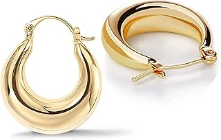 Chunky Gold Hoop Earrings for Women，Lightweight Hollow Open Hoops with 18K Gold Plated Tear Drop Earrings jewelry,Hypoallergenic Gold Plated Earrings Fashion Jewelry for Women Girls