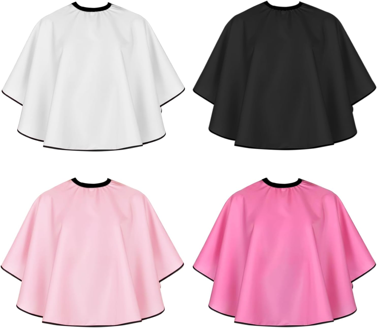 4Pcs Short Barber Cape Makeup Cape with Adjustable Neckline, Hair Cutting Capes Salon Capes wth Durable Reusable Nylon for Hairdresser Artist Clients, 4 Colors