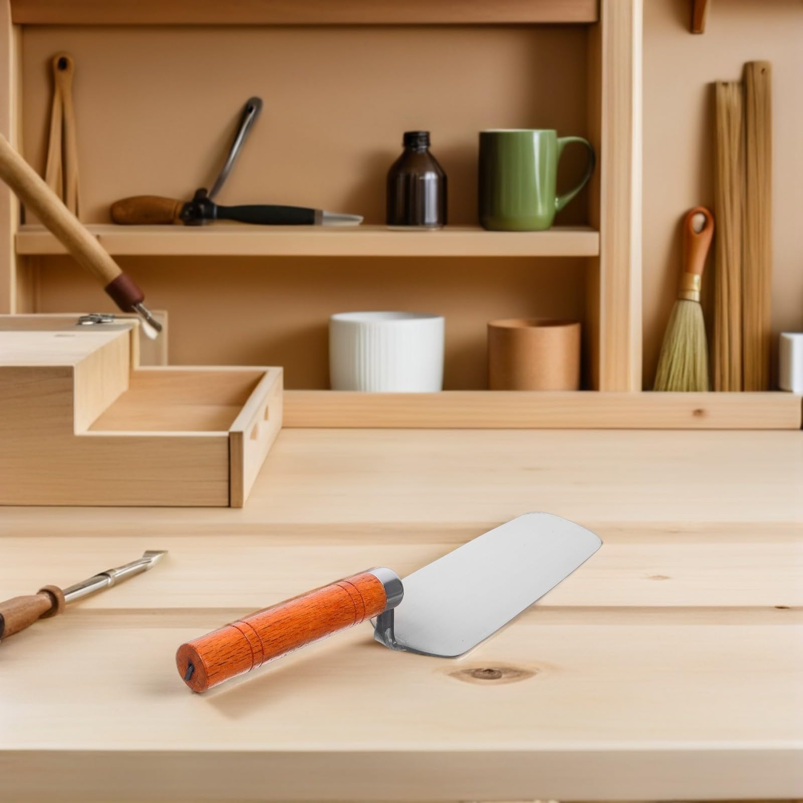 DOITOOL Cazzuola per Intonaco in Acciaio Inossidabile 45# Impugnatura Ergonomica Utensile per Finitura Liscia di Muratura e Cemento Set Professionale Versatile per Lavori Interni ed