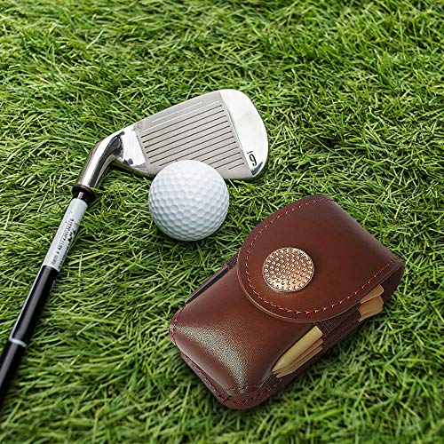 Zwbfu Bolsa de couro para bola de golfe Suporte para bolsa de bola de golfe de bolso com 2 bolas, 3