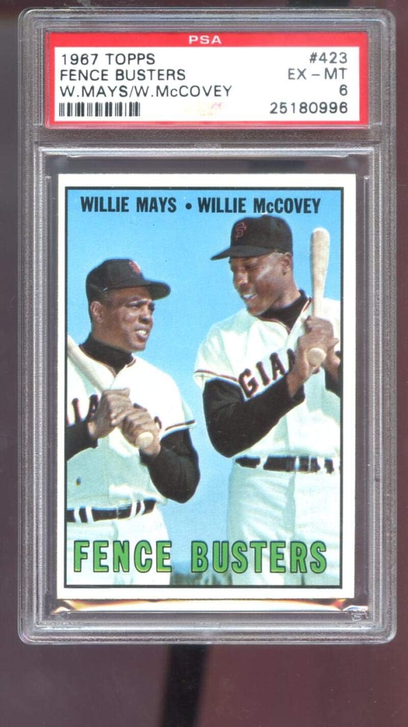 1967 Topps #423 Fence Busters Willie Mays Willie McCovey PSA 6 Graded Card MLB