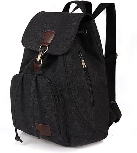 WITERY Mochila de lona para mujer, mochila casual para computadora, Negro -, Tamaño único, Vintage