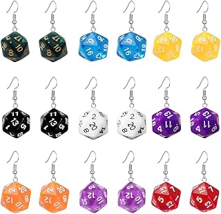 9 Pairs Cute Creative Resin 3D Dice Earrings For Women Funny Weird Dice Pendant Dangle Drop Earrings Cool Colorful Lucky Dices Earring Halloween Casino Party Gift