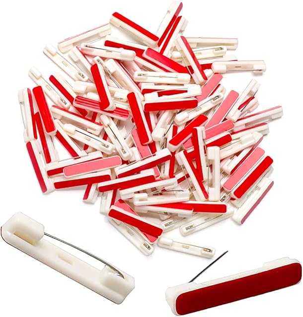 100 Pcs Safety Bar Pin White Name Tag Bar Pin Plastic Badge Crafting Pins for ID Badges Brooch Name Tags Ribbons Clothes