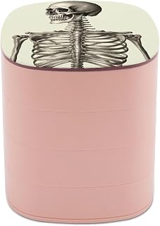 Human Skeleton 4-Layers 360°Rotating Jewelry Box | Travel Jewelry Case with Mirror,jewelry Organizer for Rings,Earrings,Pendants,Watches,Necklaces,Lipsticks Organizer