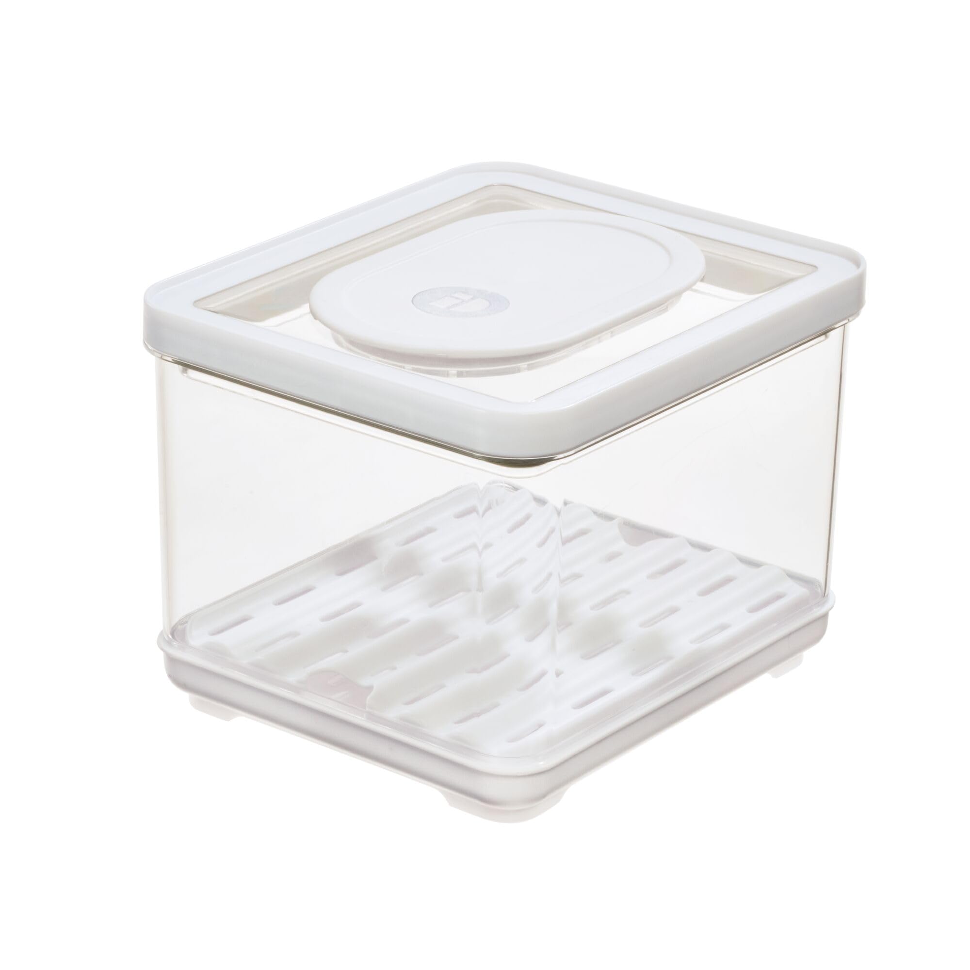InterDesign iDesign - Pattumiera piccola per frigo, con vassoio di drenaggio rimovibile e coperchio, set da 2, trasparente