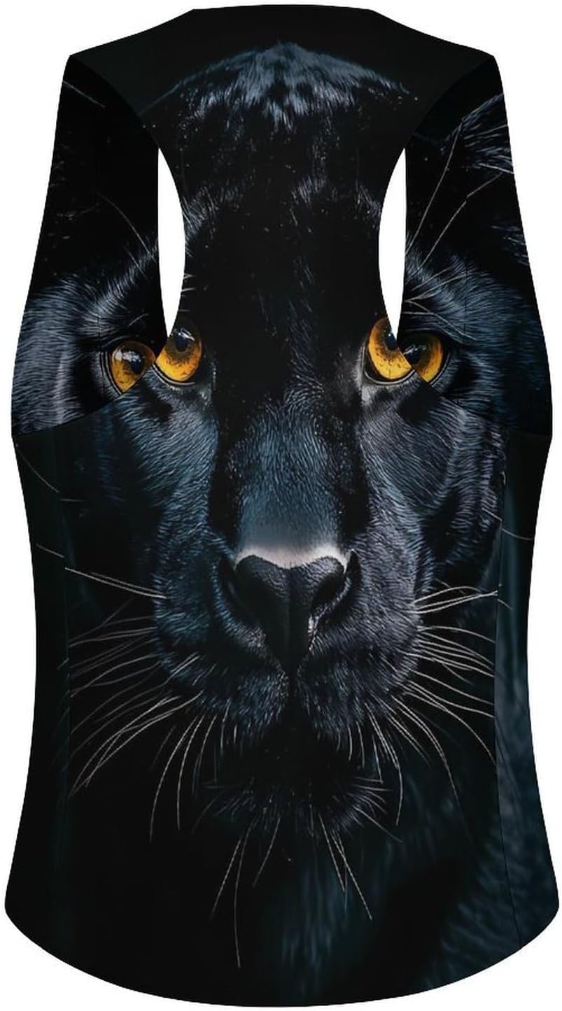 Panthers In The Dark Women's Tuxedo Waistcoat Suit Vest | 3 Button V-Neck Slim Fit Casual Sleeveless Top