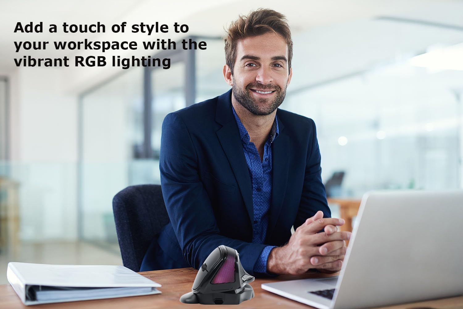 Wireless Mouse Large Angle Adjustable Ergonomic Vertical Upright Carpal Tunnel Ergo Right Hand 6 buttons USB Optical Mice for PC Laptop Computer Macbook Gift,3600 DPI,Removable Palm Rest,RGB Light