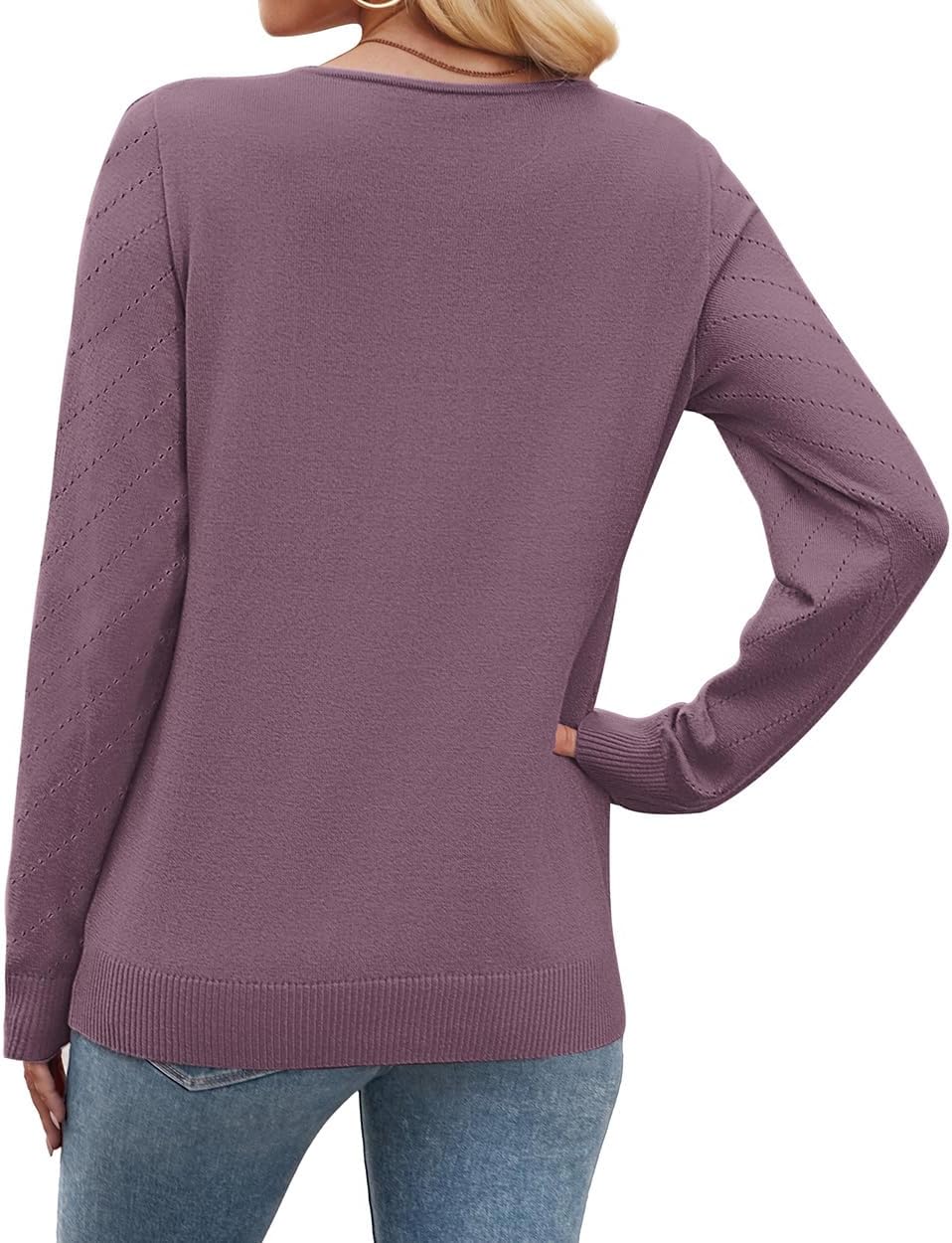  Sweaters for Women V Neck Casual Knit Long Sleeve Tops Lightweight Pullover Clothes Fall Fashion Outfits 2026 thumbnail