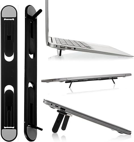 Soporte elevador de teclado plegable, pies autoajustables para computadora portátil con ángulos duales, soporte para computadora pequeño, elevador