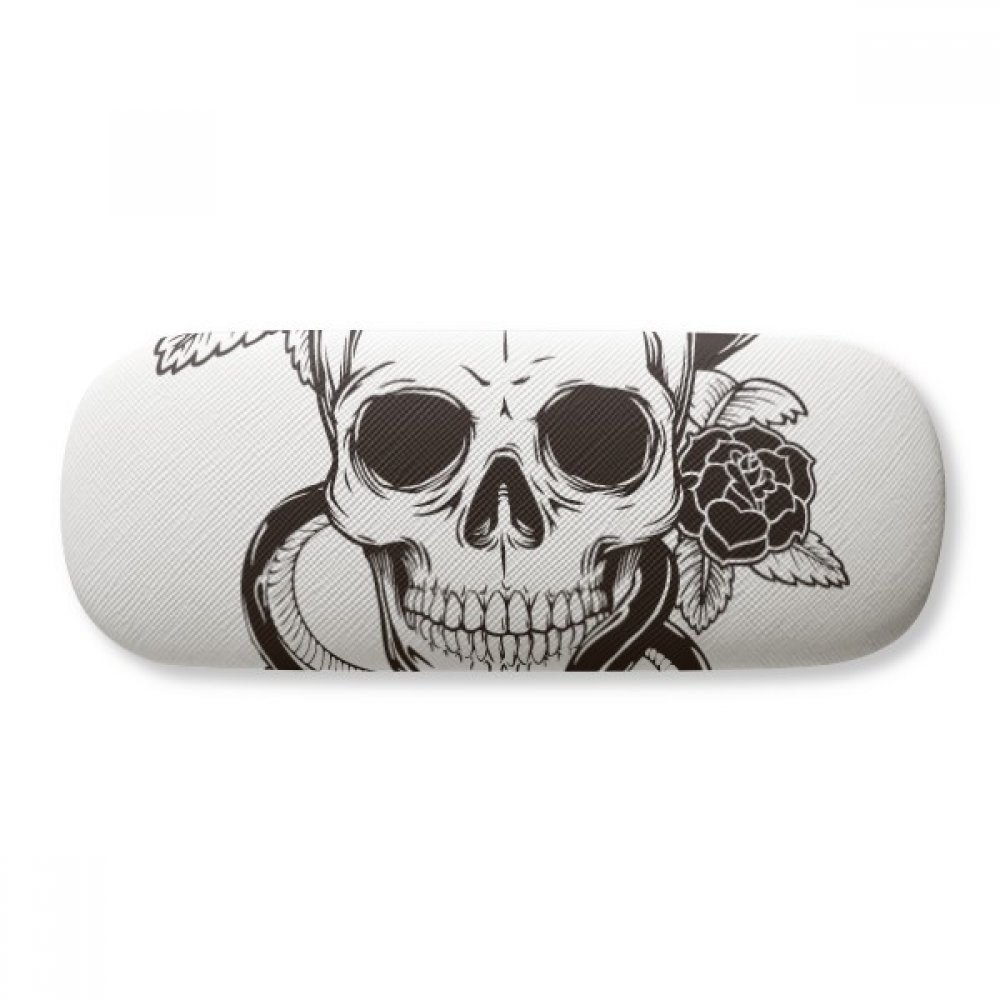 Animal Skull Snake Sketch Pattern Glasses Case Eyeglasses Clam Shell Holder Storage Box