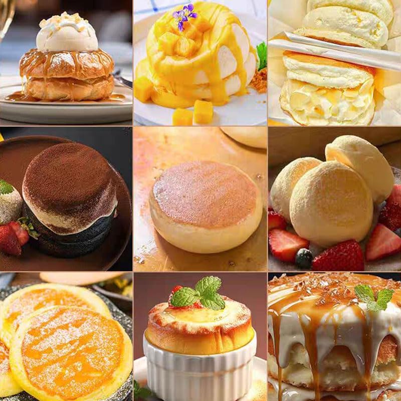 Commercial Souffle Machine - Electric Double Group Pancake Maker with Copper Cooking Plate for Fluffy Pancakes & Professional Kitchen Use