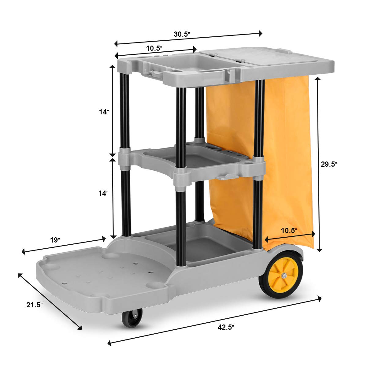 Buy Goplus Commercial Janitorial Cart Heavy Duty Cleaning Utility Cart