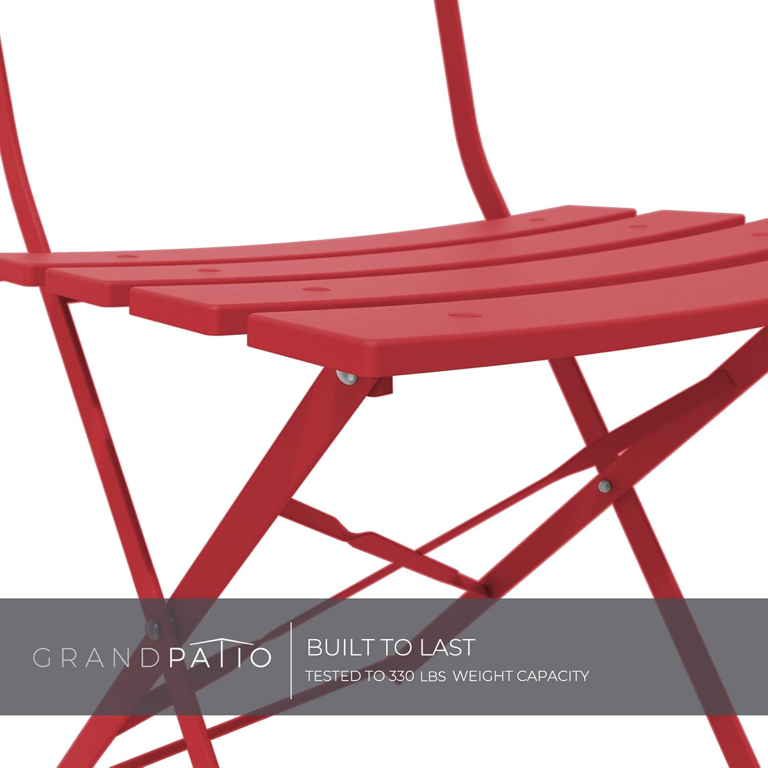 Grand patio 3-Piece Bistro Set Folding Outdoor Furniture Sets with Premium Frame Portable Design for Bistro & Balcony (Red with Cushion)