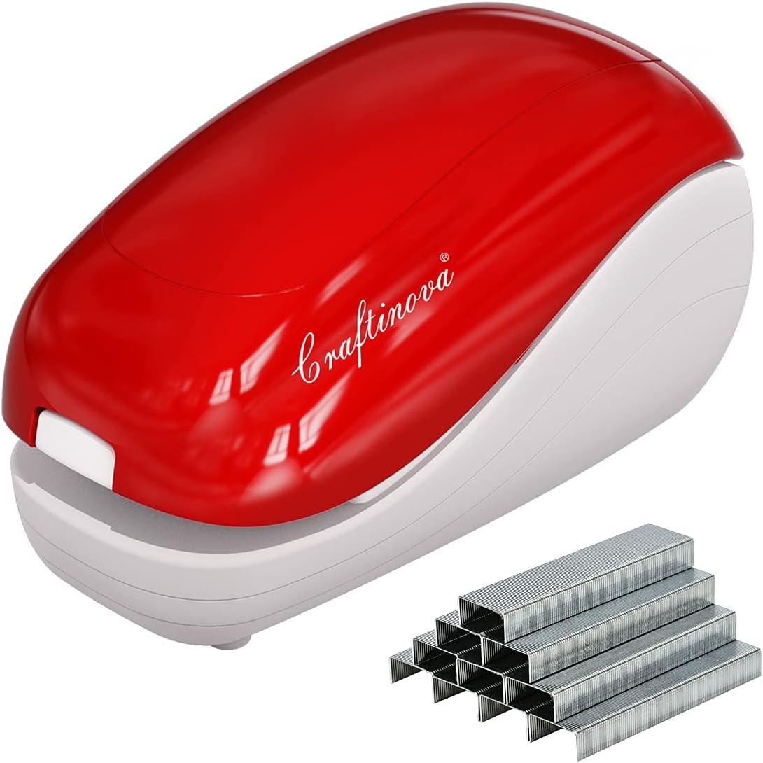 Craftinova Electric Stapler，Including 2000 Staples and 1 adapters,Suitable for Palm Size and high Comfort，25 Sheet Capacity, AC Adapter or Battery Powered，Battery not Included : Office Products