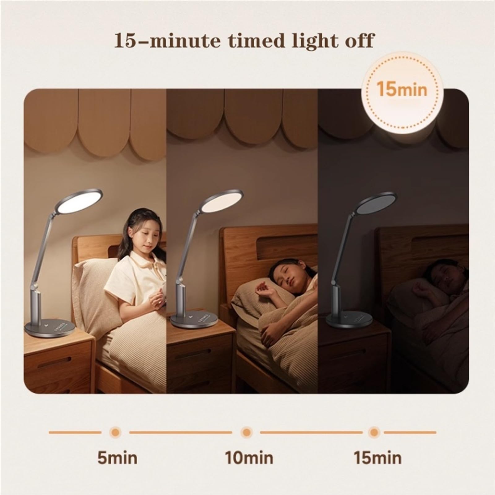 Lampa stołowa Lampa biurkowa LED do domowego biura, inteligentne przyciemniane lampy stołowe 18 W, ochrona oczu, 3 tryby temperatury barwowej, timer 45 minut, światło nocne, szary