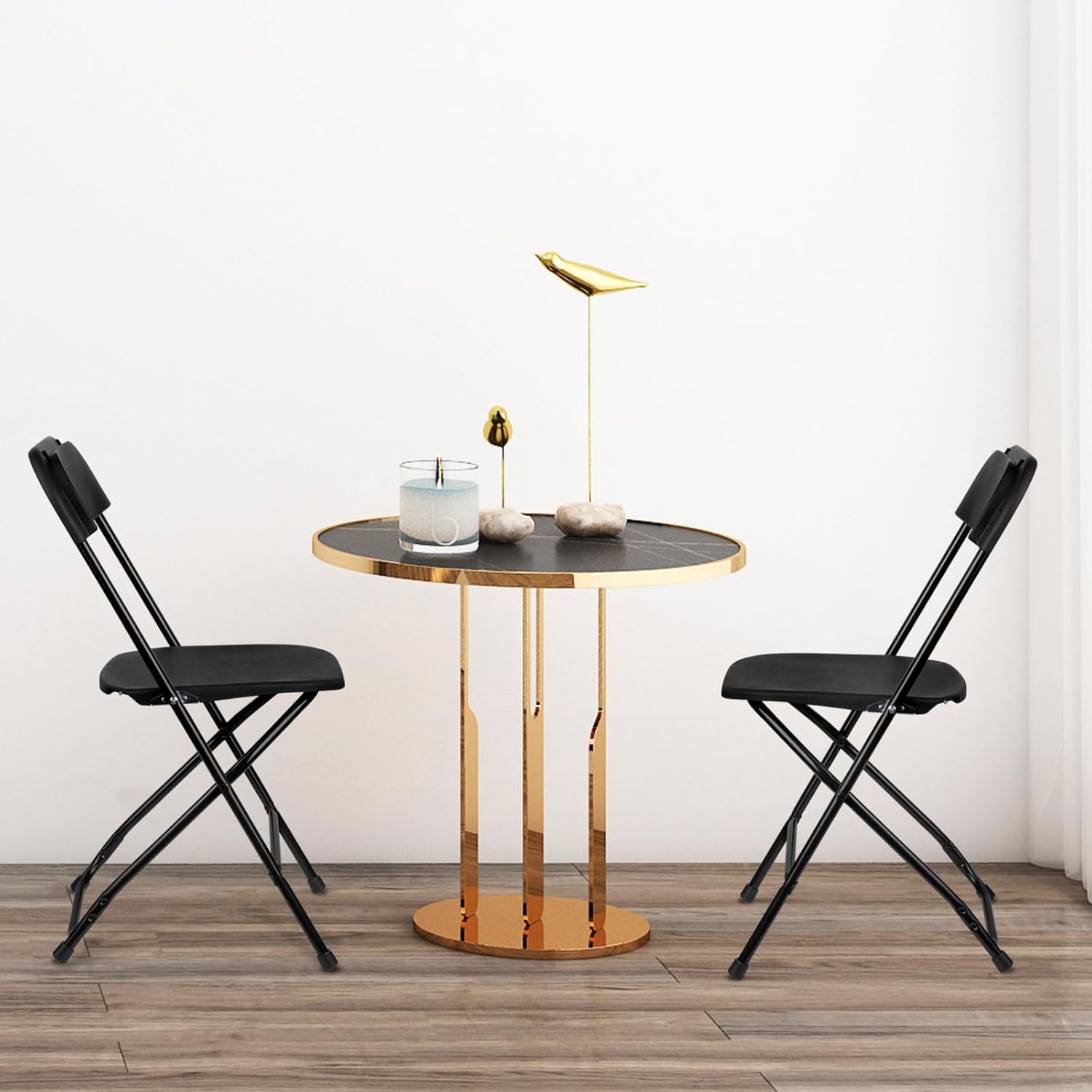 Athena Collection Black Plastic Folding Chairs for Adults, 10 Pack, Portable Stackable Chair Indoor Outdoor Foldable Comfortable Sillas Para Fiestas for Outside Commercial Event Party Supports 250 Lbs