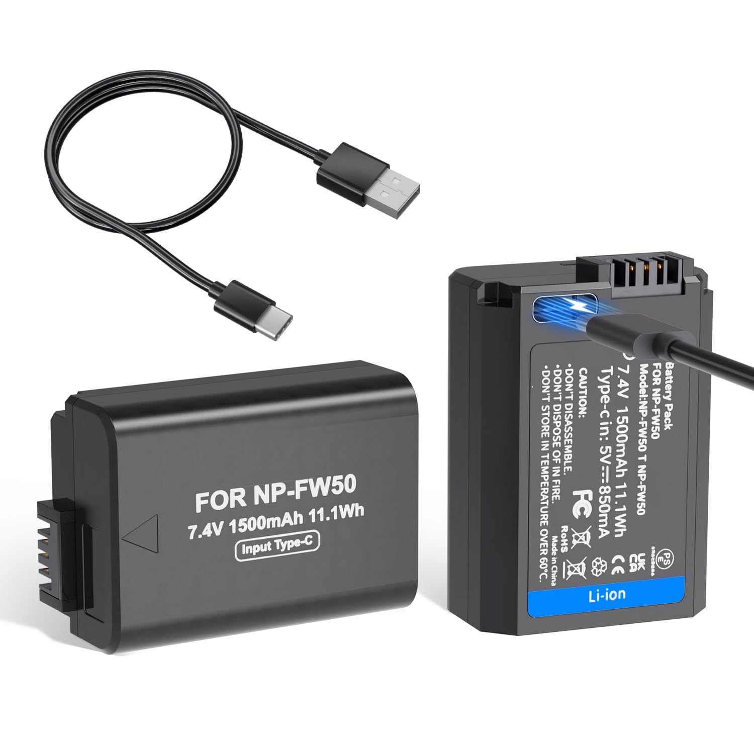 Set van 2 NP-FW50 NPFW50 en Hisewen Dual USB-oplader, compatibel met Sony ZV -E10/A6000/A6100/A6300/A6400/A6500A7/A7 II/A7S/A7S II/A7R II/NEX-7/NEX-6 camera's a Set van 2 NP-FW50 NPFW50 en Hisewen Dual USB-oplader, compatibel met Sony ZV -E10/A6000/A6100/A6300/A6400/A6500A7/A7 II/A7S/A7S II/A7R II/NEX-7/NEX-6 camera's a