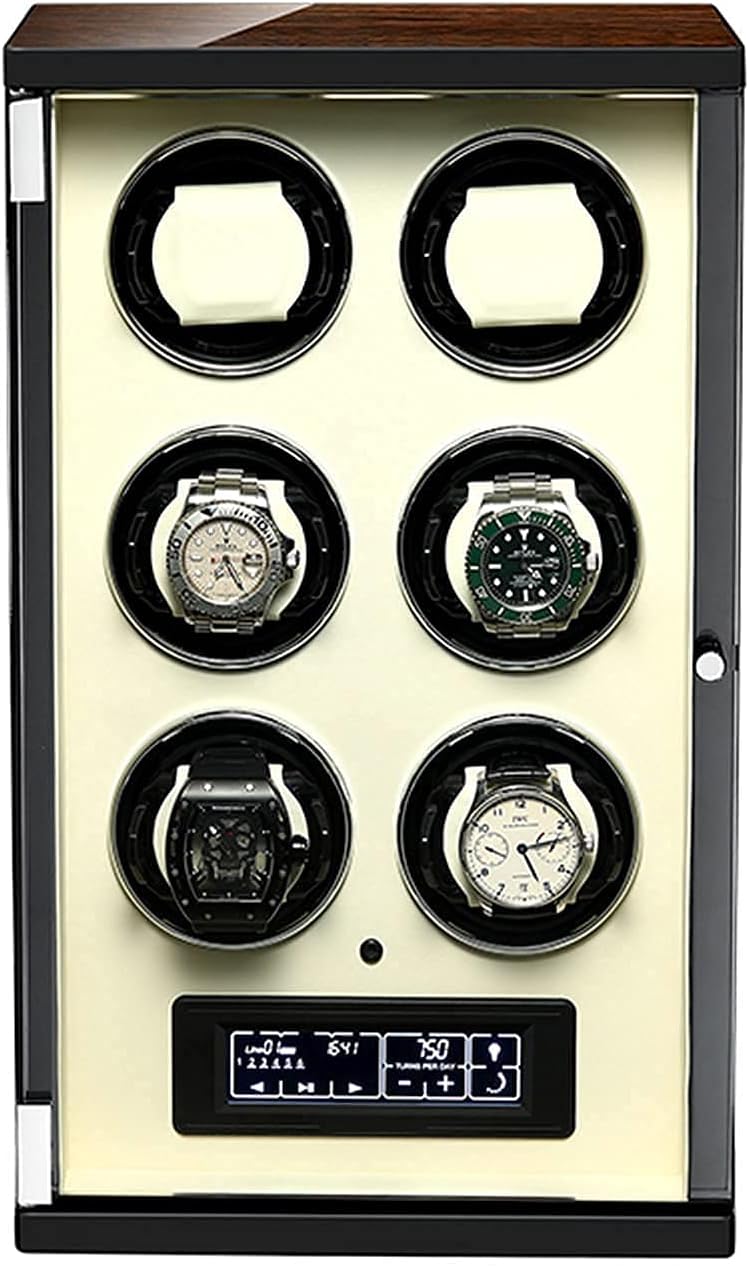 Automatic Watch Winder LCD with Touch Panel Display LED Illumination with Remote Control Carbon Fibre Exterior Piano Finishing Wood Display Case Box