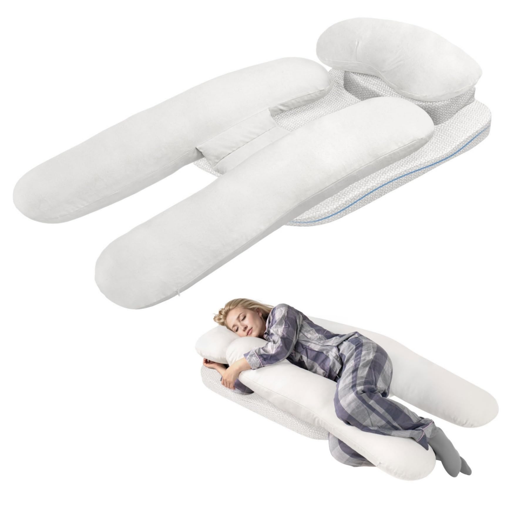 Cuscino per dormire sul fianco per alleviare il dolore alle spalle, cuscino di supporto per adulti che dormono sul fianco, cuscino ergonomico a forma di H per GERD, supporto per collo e schiena