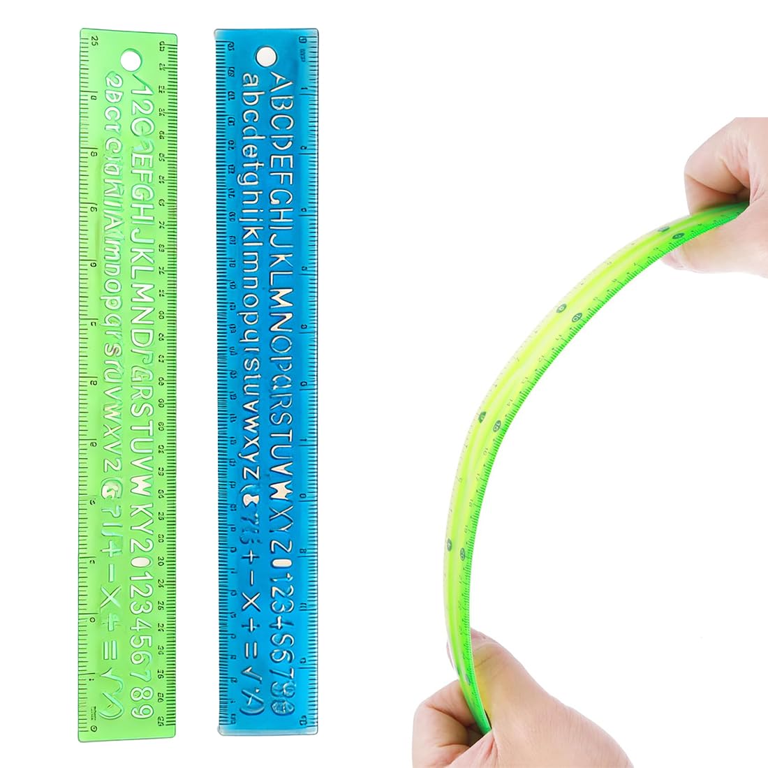 Flexible Ruler 30 cm Shatterproof Plastic Ruler Soft Bendable Measuring Tool with Metric Scale for School Office Home