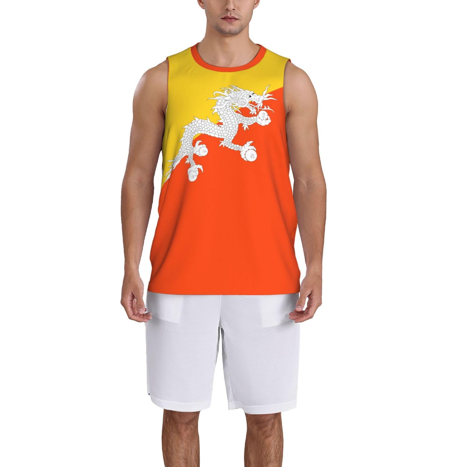 DABOYOZHZH Bhutan Flag Bhutanese Country Basketball Jersey Sports Jerseys for Men Running Fitness Training Sleeveless T Shirt